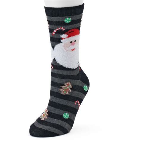 Womens Striped Fuzzy Santa Claus Crew Socks 399 Liked On Polyvore