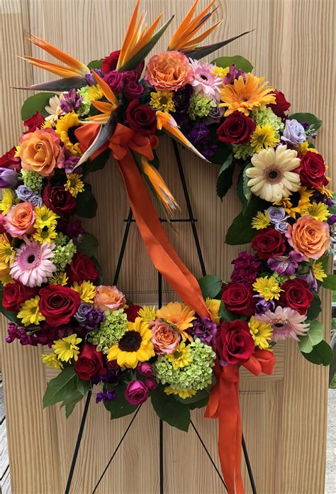 Colorful Sympathy Wreath In Slidell La Petals And Stems Florist