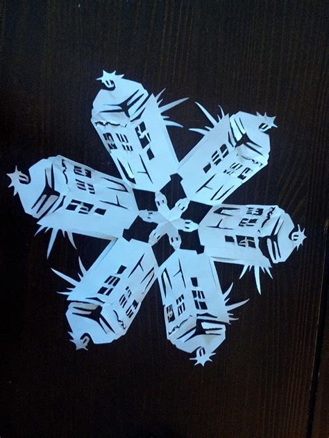 Tardis Snowflake Doctor Who Fan Art Nerd Christmas Snowflakes Art