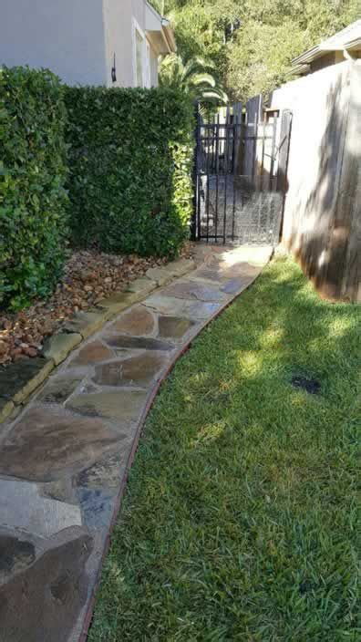 Flagstone Walkway With Polymer Grout And Polyboard Edging Backyard