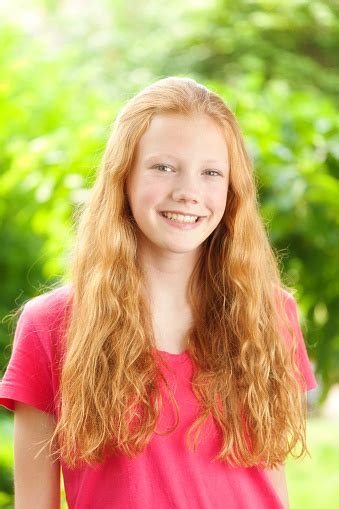 Portrait Of Caucasian Teenage Girl With Red Hair Stock