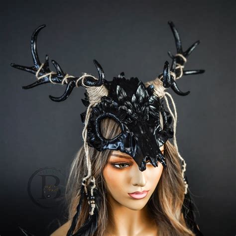 Antlers Headpiece Ram Skull Pagan Mask Goat Animal Voodoo Etsy Ram