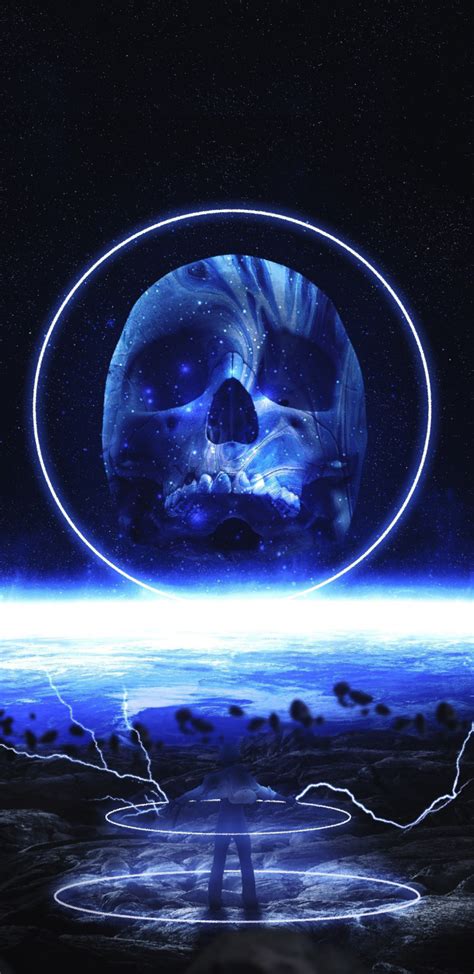 Download Wallpaper 1440x2960 Skull Glow Dark Fantasy Art Samsung