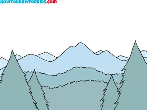 How To Draw A Mountain Landscape Drawing Tutorial For Kids