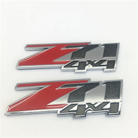 2 X Z71 4x4 Chromeand Red Emblem Badge Chevy Gm Gmc Silverado Sierra Ebay