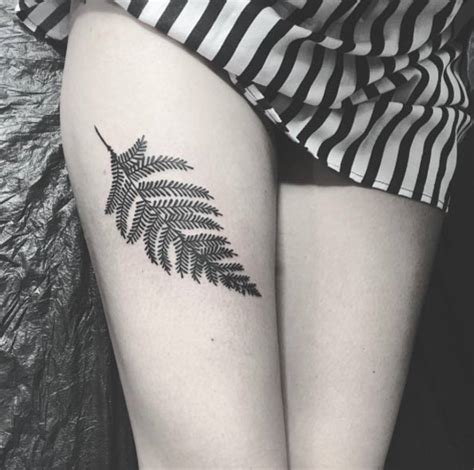 Realistic fern leaf spine tattoo. 40+ Beautiful Fern Frond Tattoo Designs - TattooBlend