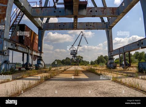 Bosnia And Herzegovina Dock Cranes In The Port Of Samac On The Sava