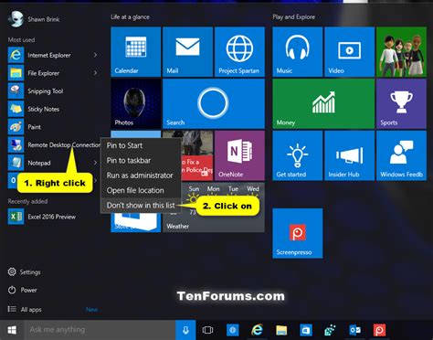 Customization Add Or Remove Most Used Apps From Start Menu In Windows 10