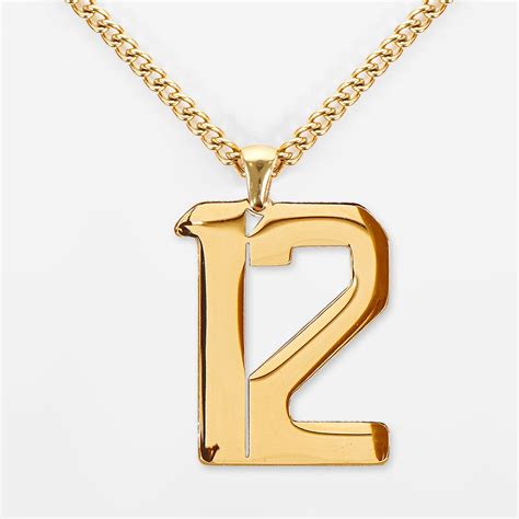 12 Number Pendant With Chain Necklace 18k Gold Plated Stainless Stee