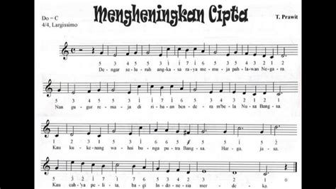 Mengheningkan Cipta Instrumental Lyric Partitur YouTube