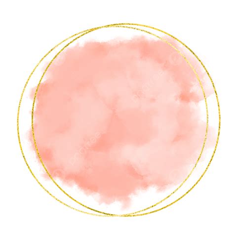 Watercolor Peach With Circle Gold Glitters Frame Peach Watercolor