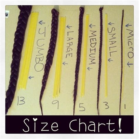 Size And Length Chart The Braid Booth