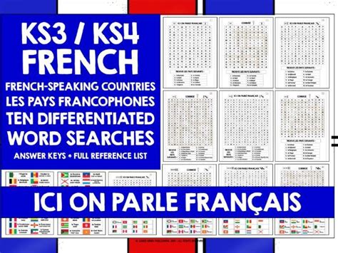 French Speaking Countries Word Searches Teaching Resources