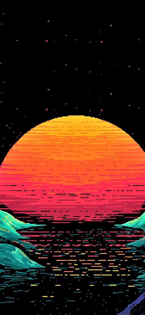 Pixel Sunset 1242x2688 Amoledbackgrounds