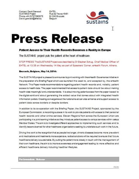 Press Release Template Pages