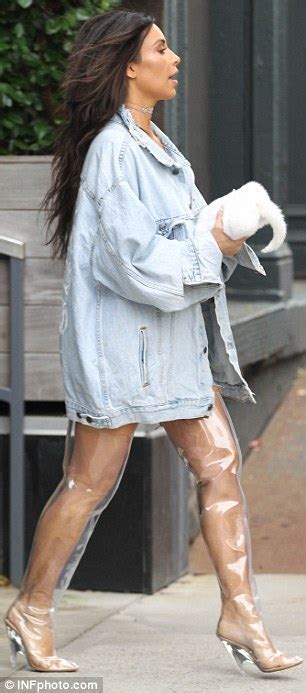 Kim Kardashian Debuts Thigh High Plastic Boot That Puts Her Toned Legs On Display In Nyc Daily