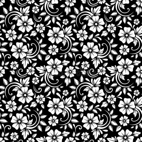 Black & white floral pattern. Vintage Seamless White Floral Pattern On A Black ...