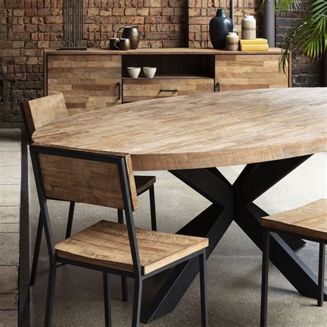 Silverado chrome 47 round dining table options. 30 Best Collection of Acacia Dining Tables with Black-legs