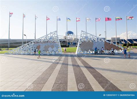 Flags Of Different Countries In The Olympic Park Editorial Photography