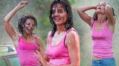 Lettin Loose Katie Holmes Dances In The Rain On Set Of New Film All