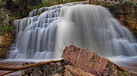 Jones Falls Near Owen Sound Ontario Cascade Waterfall Long Exposure