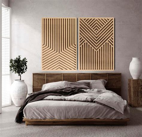 Geometric Wood Wall Art Set Modern Wooden Wall Art Etsy