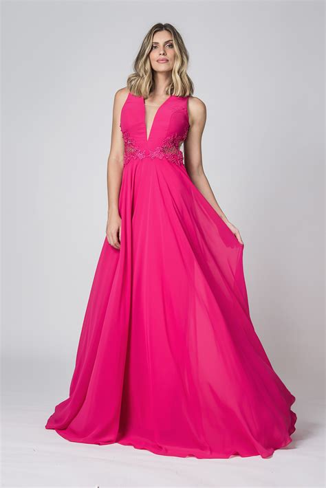 Nikkey Ocasiões Especiais Vestido Longo Marta Pink Alugue Vestidos