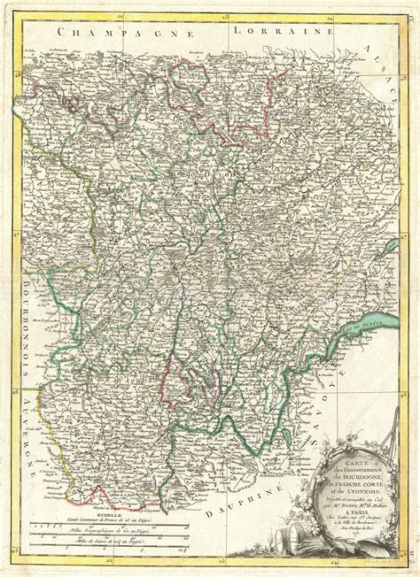 Image 1771 Bonne Map Of Burgundy Franche Comté And Lyonnais France
