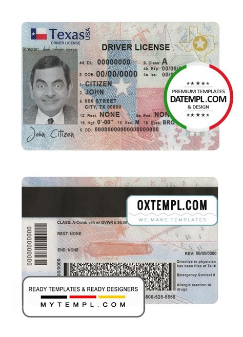 Usa Texas Driving License Template In Psd Format Fully Editable 2020