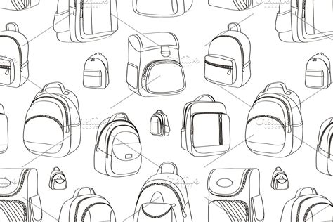 Colored School Backpacks Set Pre Designed Illustrator Graphics