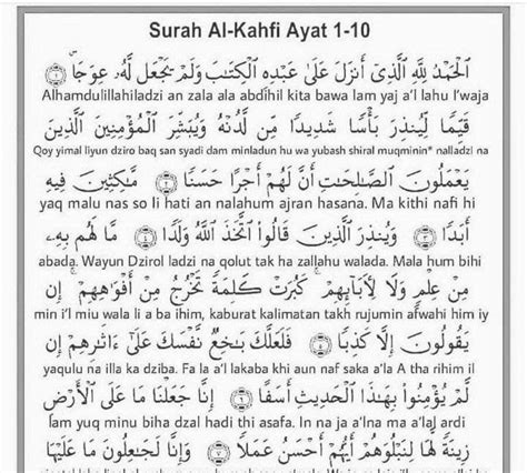 Surat Al Kahfi Ayat 1 10 Dalam Tulisan Latin Dan Terjemahan Dianjurkan