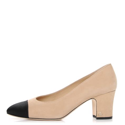 Online shopping a variety of best beige pumps at dhgate.com. CHANEL Suede Satin Cap Toe Low Heel Pumps 39 Beige Black ...