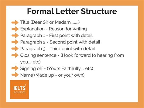 Two types of letters can be undertaken — a letter requesting information; How To Write A Formal Letter - IELTS ACHIEVE | Formal ...