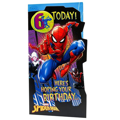 Buy Uk Greetings Spider Man 6th Birthday Card With Birthday Badge