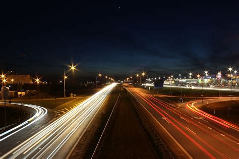 Time Lapse Photography Car Lights Road Highway Way Speedway