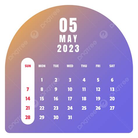 May Simple Calendar 2023 May 2023 Calendar Monthly Calendar Png And