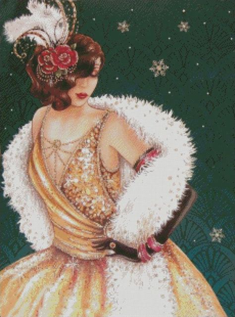 Art Deco Lady 1 13 Counted Cross Stitch Patterns Printable Etsy