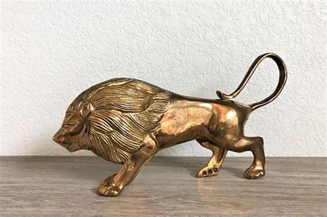 Vintage Brass Lion Figurine Vintage Brass Vintage Brass Lion Etsy