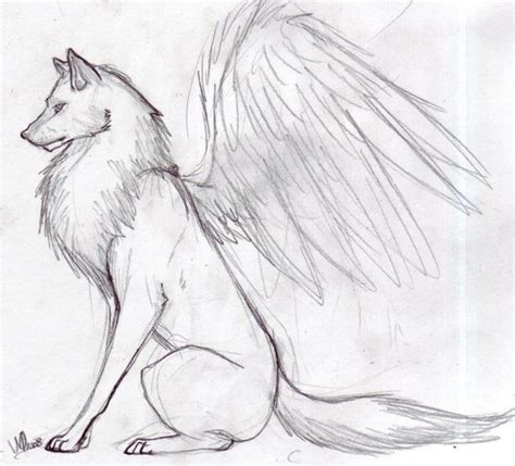 White Wolf With Wings Wolf Drawing Wolf Sketch Wolf Art Drawing
