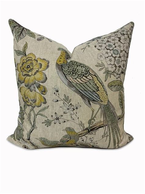 Thibaut Villeneuve Anna French Manor Collection Yellow Grey Double Sided Cushion Cover Pillow