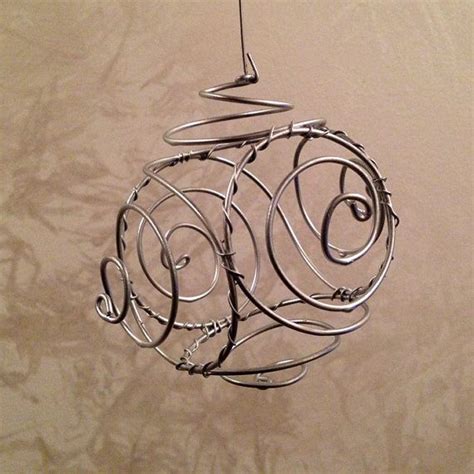 Silver Colored Handmade Metal Holiday Ornaments Crafted From Steel Wire