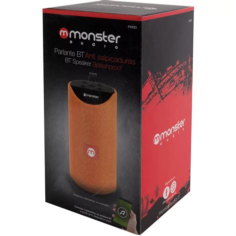 Parlante Bluetooth Monster Audio Naranjo Fluor Microsd Anti Salpicaduras Aux 32prxp450d