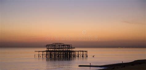 Brighton The West Pier And The English Channel Stock Photo Image Of