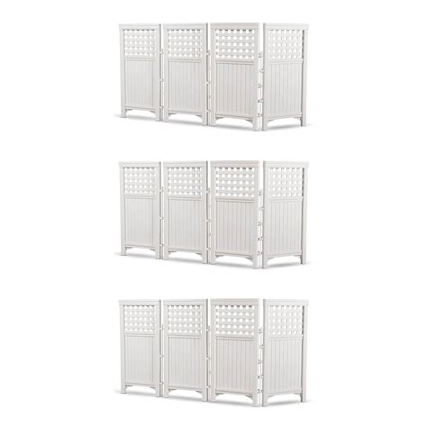 Suncast Outdoor Garden Yard 4 Panel Screen Enclosure Gated Fence White