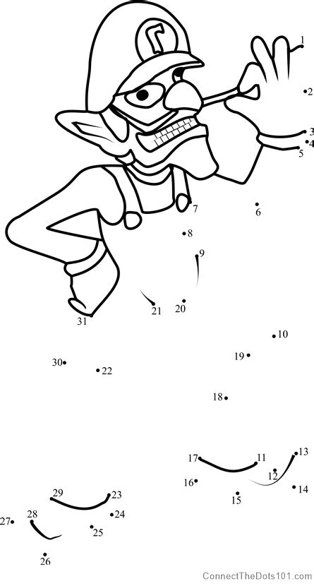Waluigi From Super Mario Dot To Dot Printable Worksheet Connect The Dots