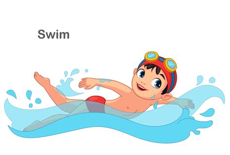 Little Boy Swimming Cartoon