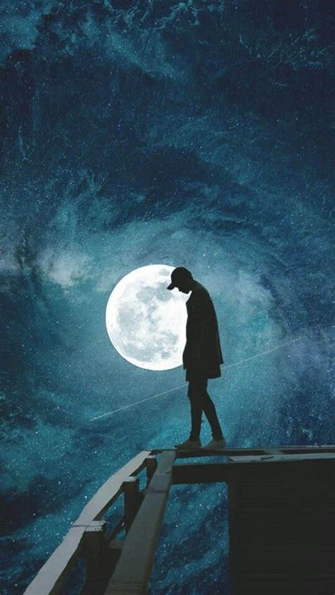 Wallpaper Sad Boy With Moon Alone Boy Wallpapers