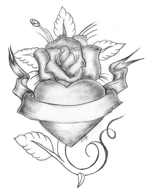 Drawings Of Hearts And Roses Pencil Drawing Pictures Heart Drawing