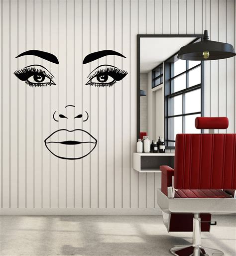 Vinyl Wall Decal Beautiful Female Face Makeup Girl Fashion Eyelashes L