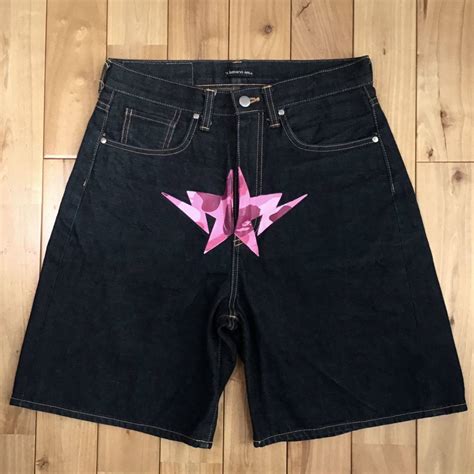 Bape Pink Camo Bapesta Denim Shorts Bape Star ★size S Grailed